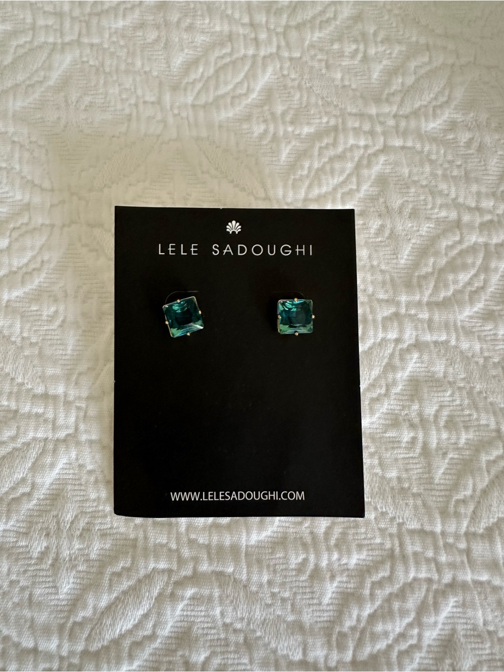 Lele Sadoughi Emerald Square Crystal Stud Earrings